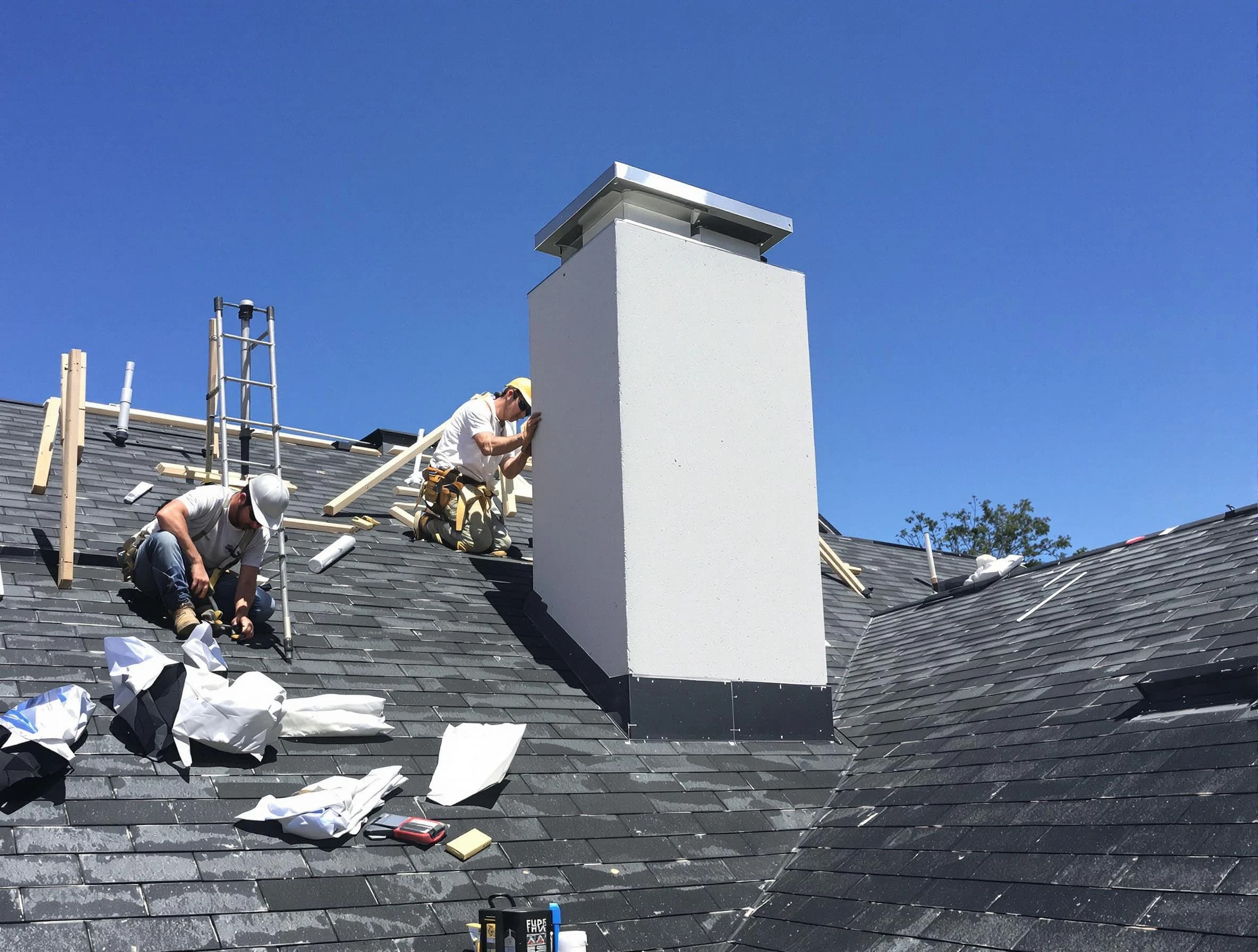 Layton Chimney Sweep crew installing a new chimney in Layton, UT