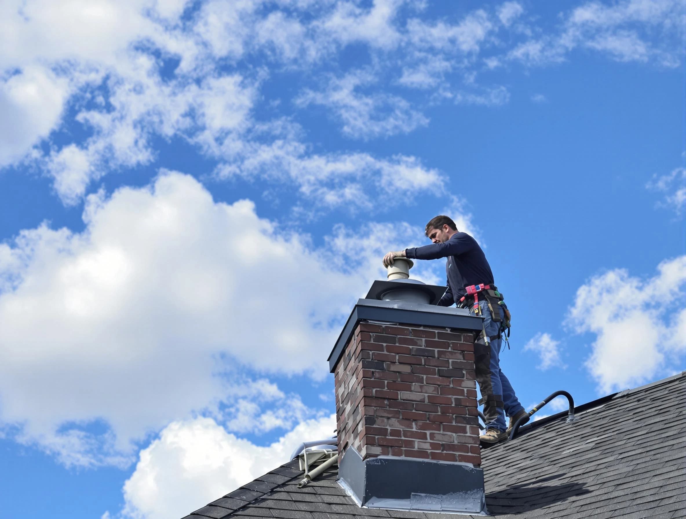 Layton Chimney Sweep installing a sturdy chimney cap in Layton, UT
