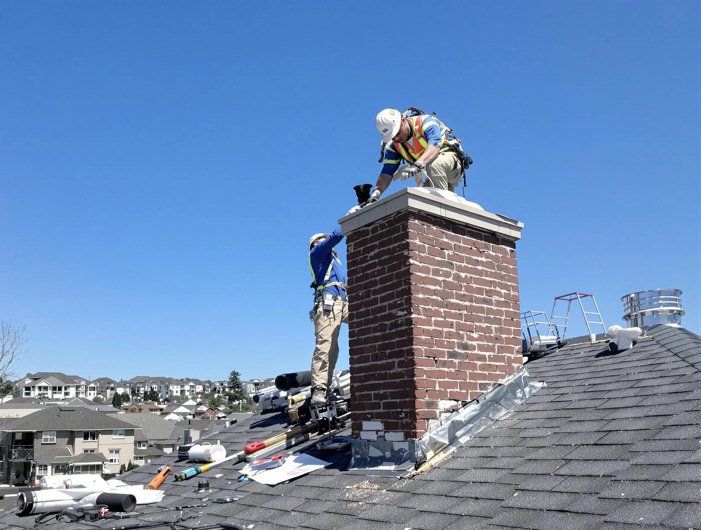 Layton Chimney Sweep repairing a chimney crown in Layton, UT