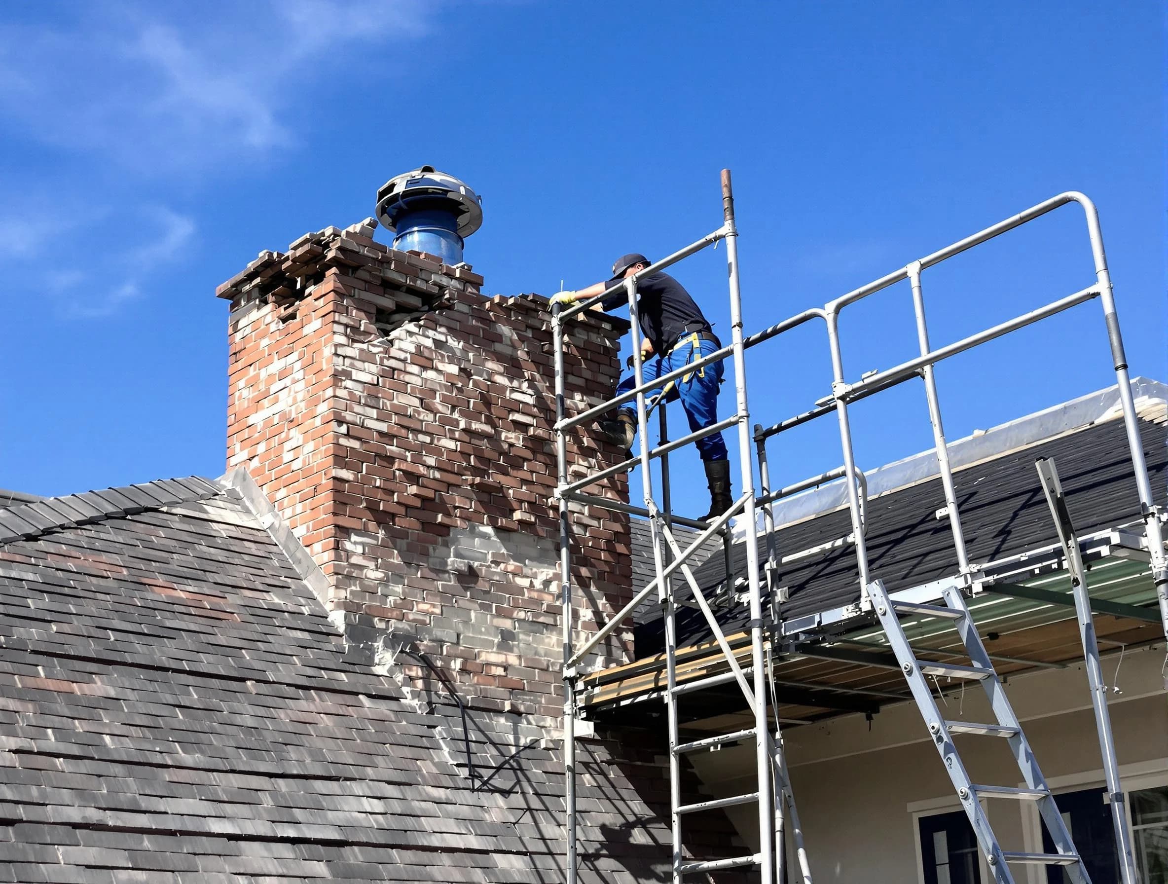 Rebuilding a chimney structure by Layton Chimney Sweep in Layton, UT