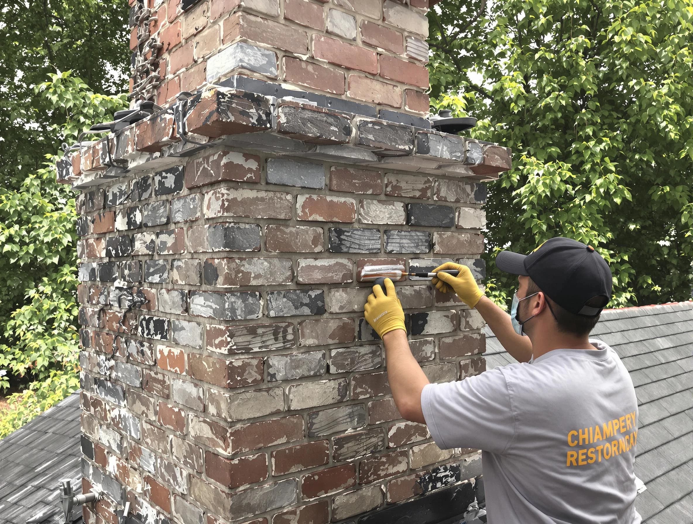 In-progress chimney restoration by Layton Chimney Sweep in Layton, UT