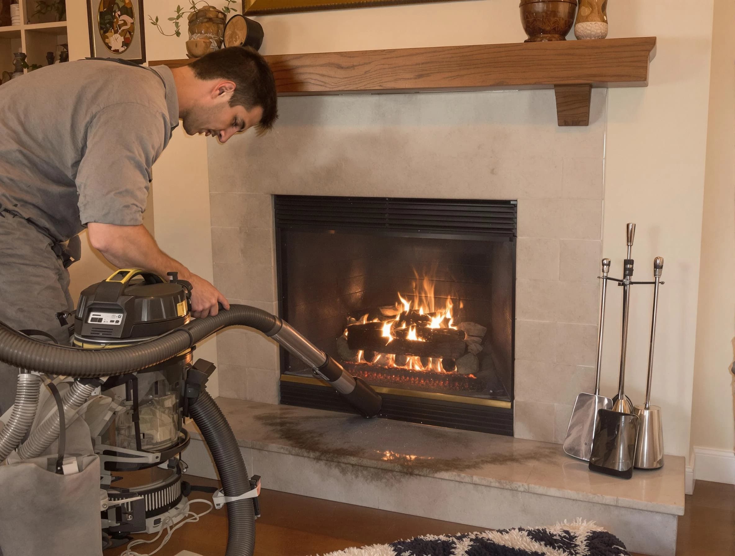 Routine fireplace upkeep by Layton Chimney Sweep in Layton, UT