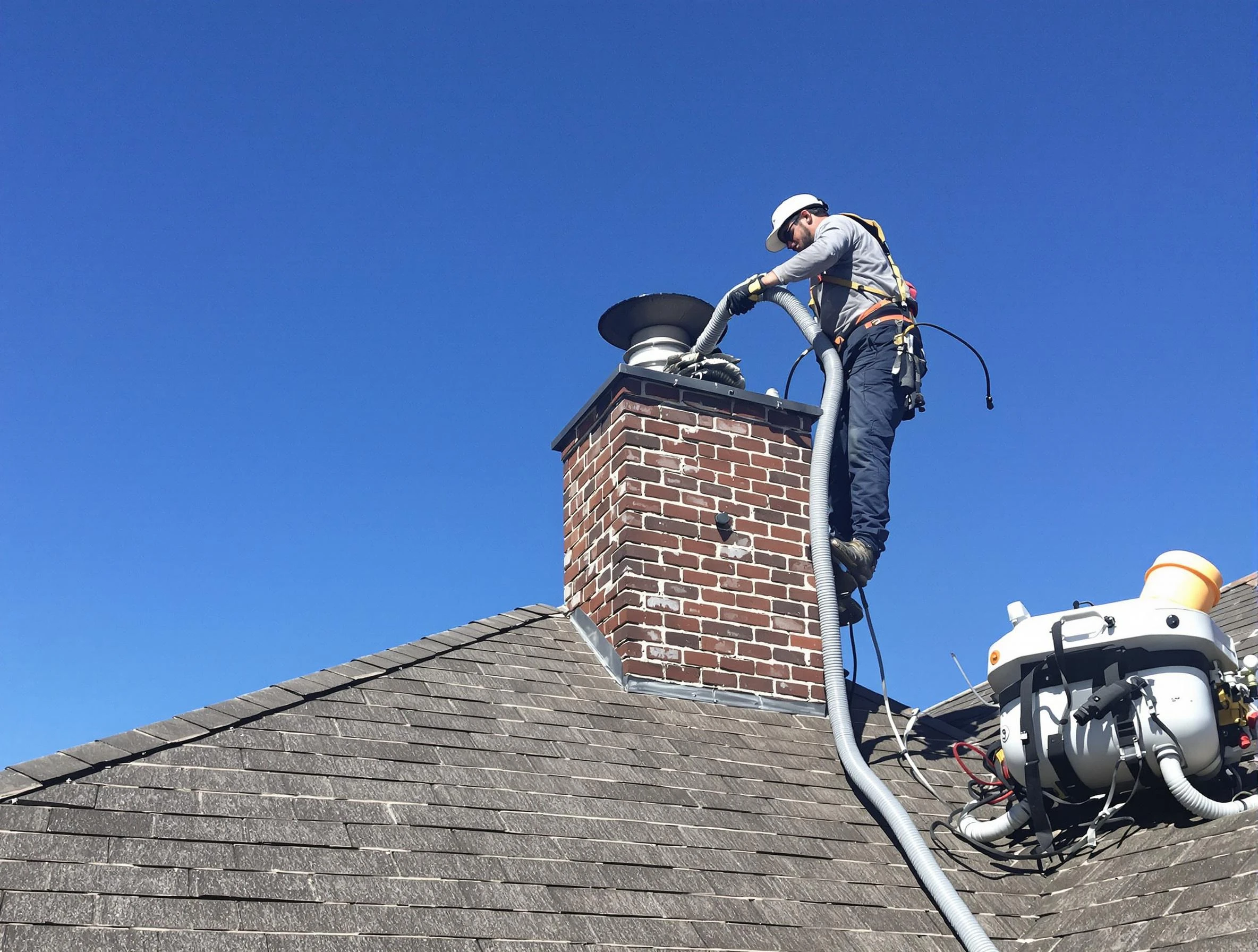 Dedicated Layton Chimney Sweep team member cleaning a chimney in Layton, UT