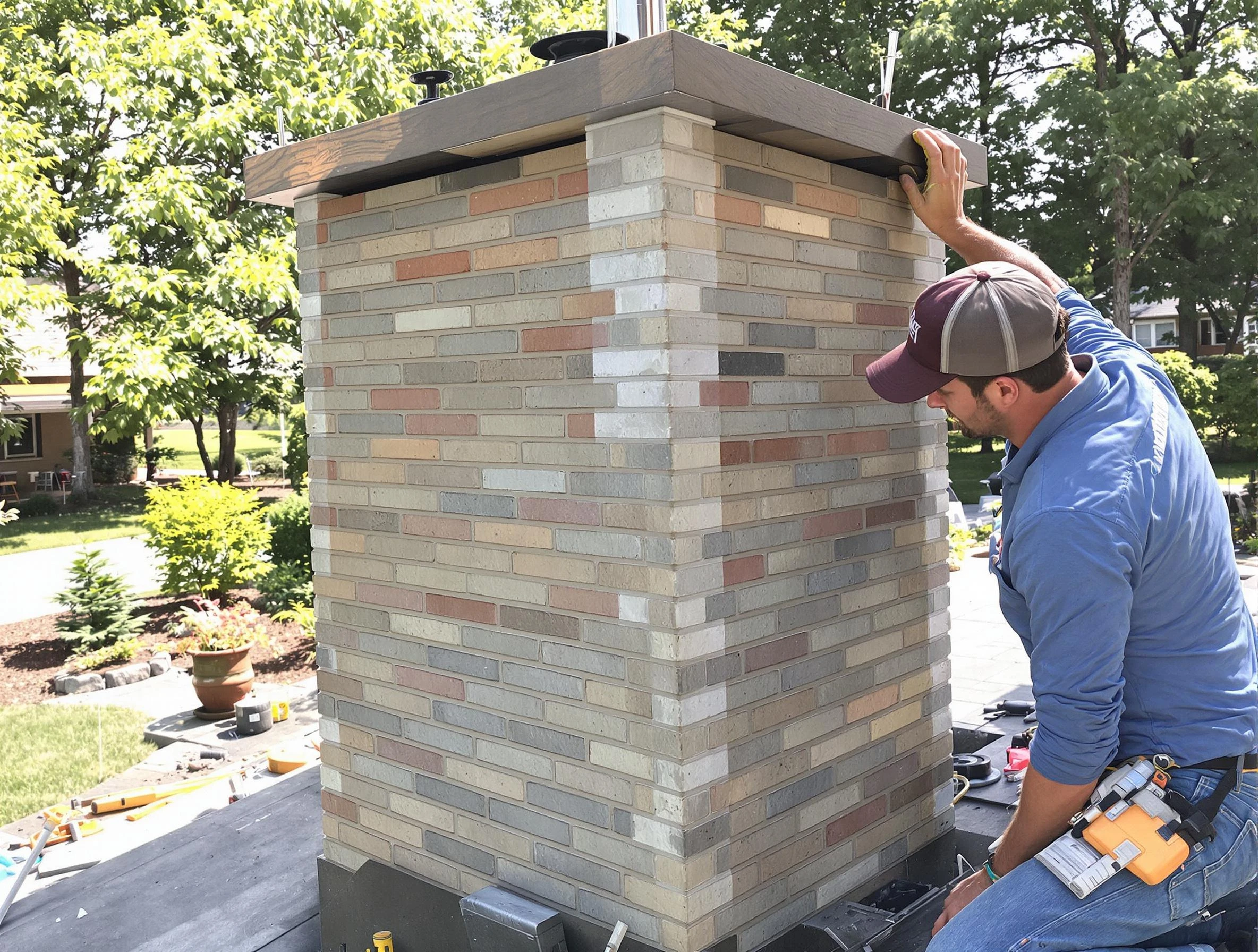 Layton Chimney Sweep completing a modern chimney remodel in Layton, UT