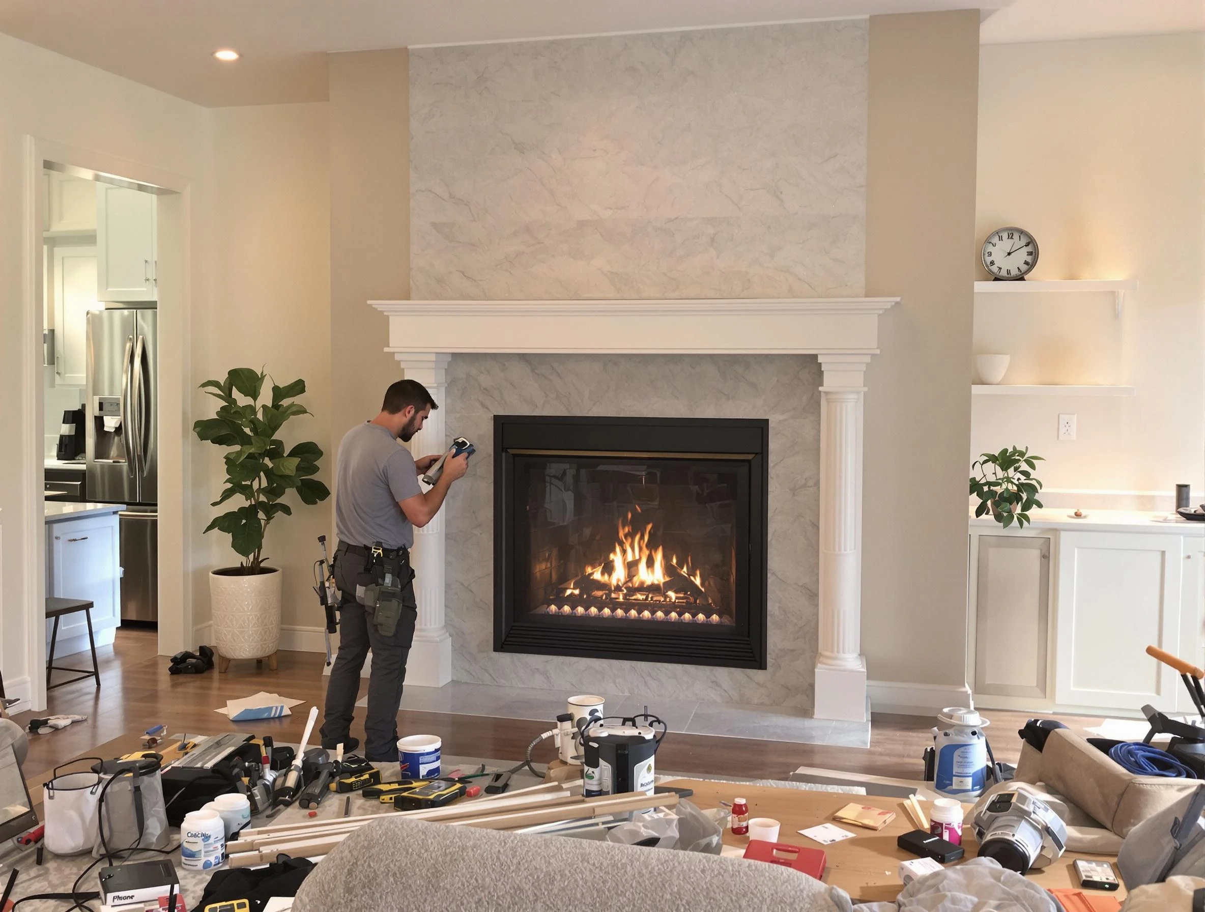Newly installed fireplace by Layton Chimney Sweep in Layton, UT